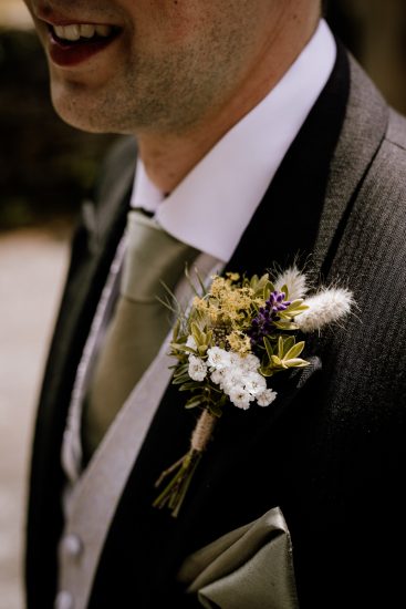 July flower Buttonhole with bunny tails