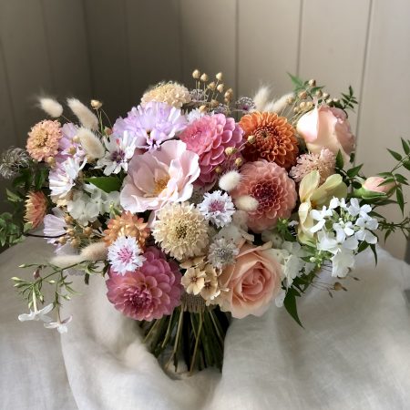 September garden gathered Bridal bouquet of