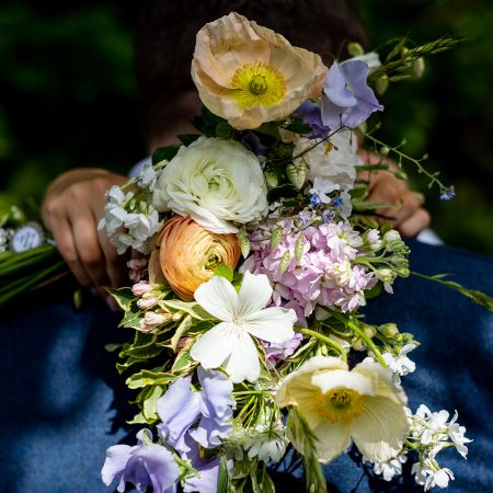 May wild flower style pastel bridal bouquet