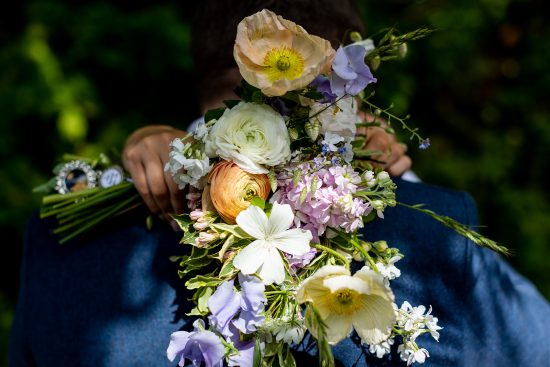May wild flower style pastel bridal bouquet