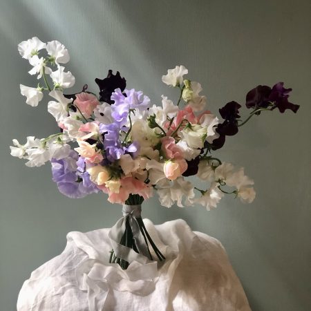 Sweet pea bridal bouquet for a June Wedding
