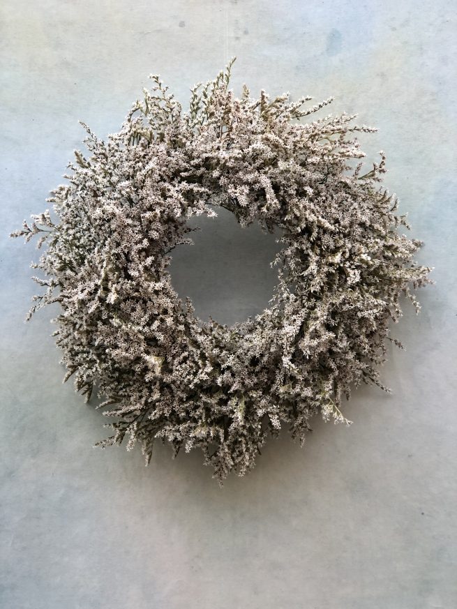 White dried flower wreath