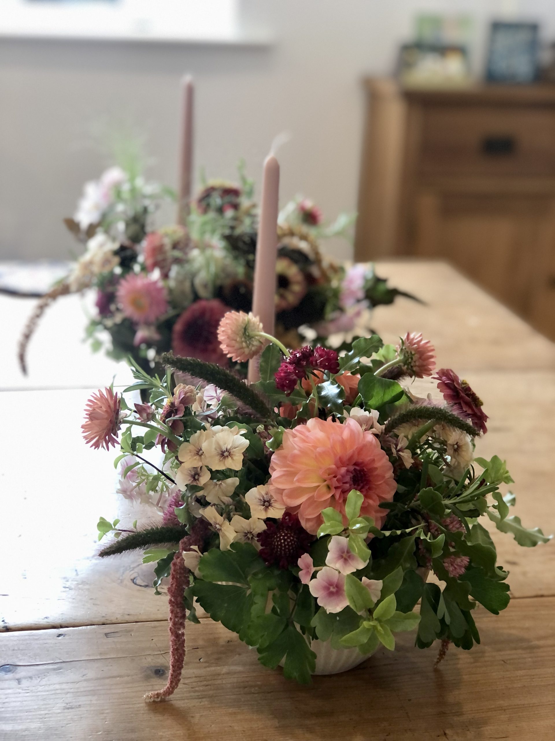 September flower bowl arrangement